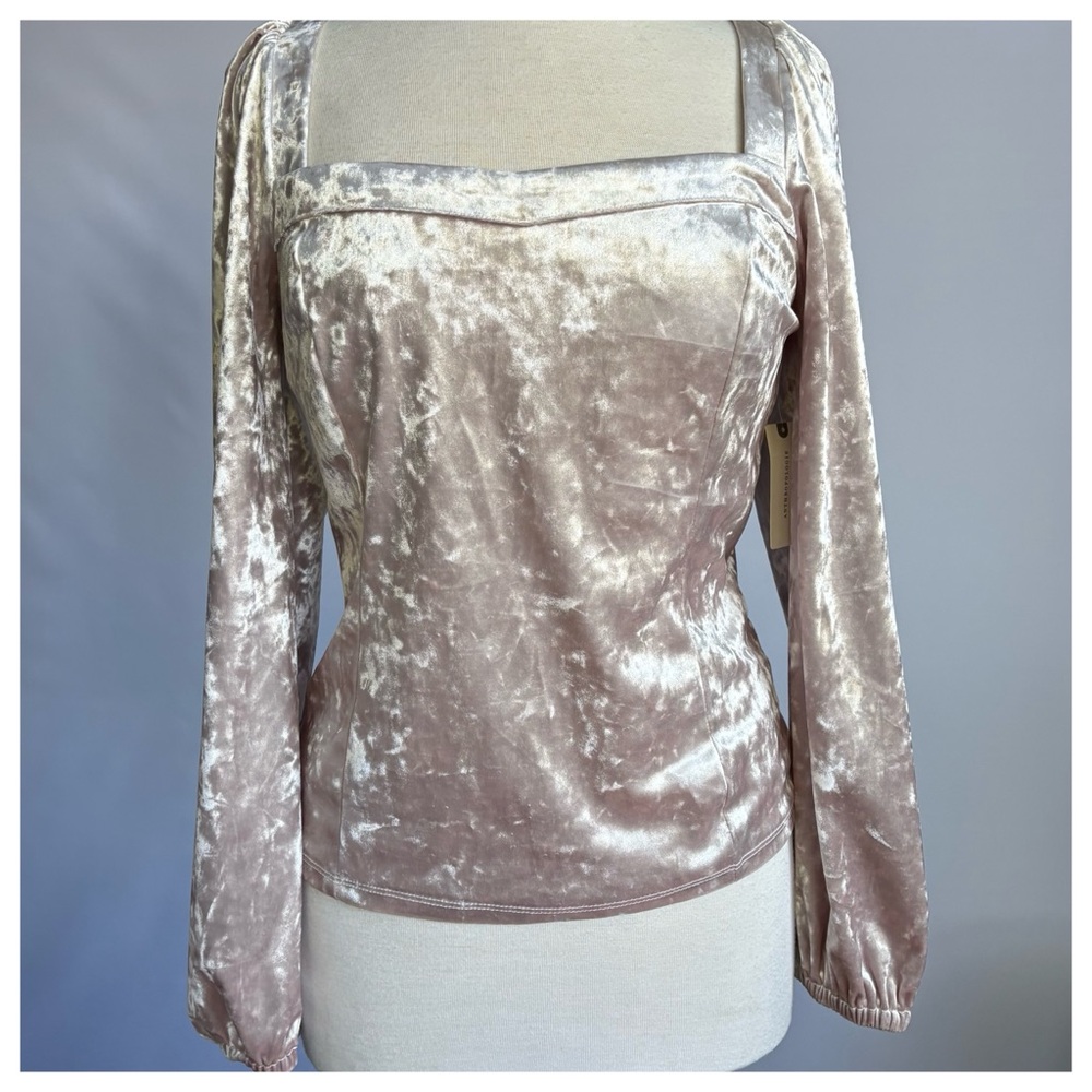 NWT Antropologie Jessima Fitted Elegant Velvet Long Sleeve Top, L - Picture 5 of 12